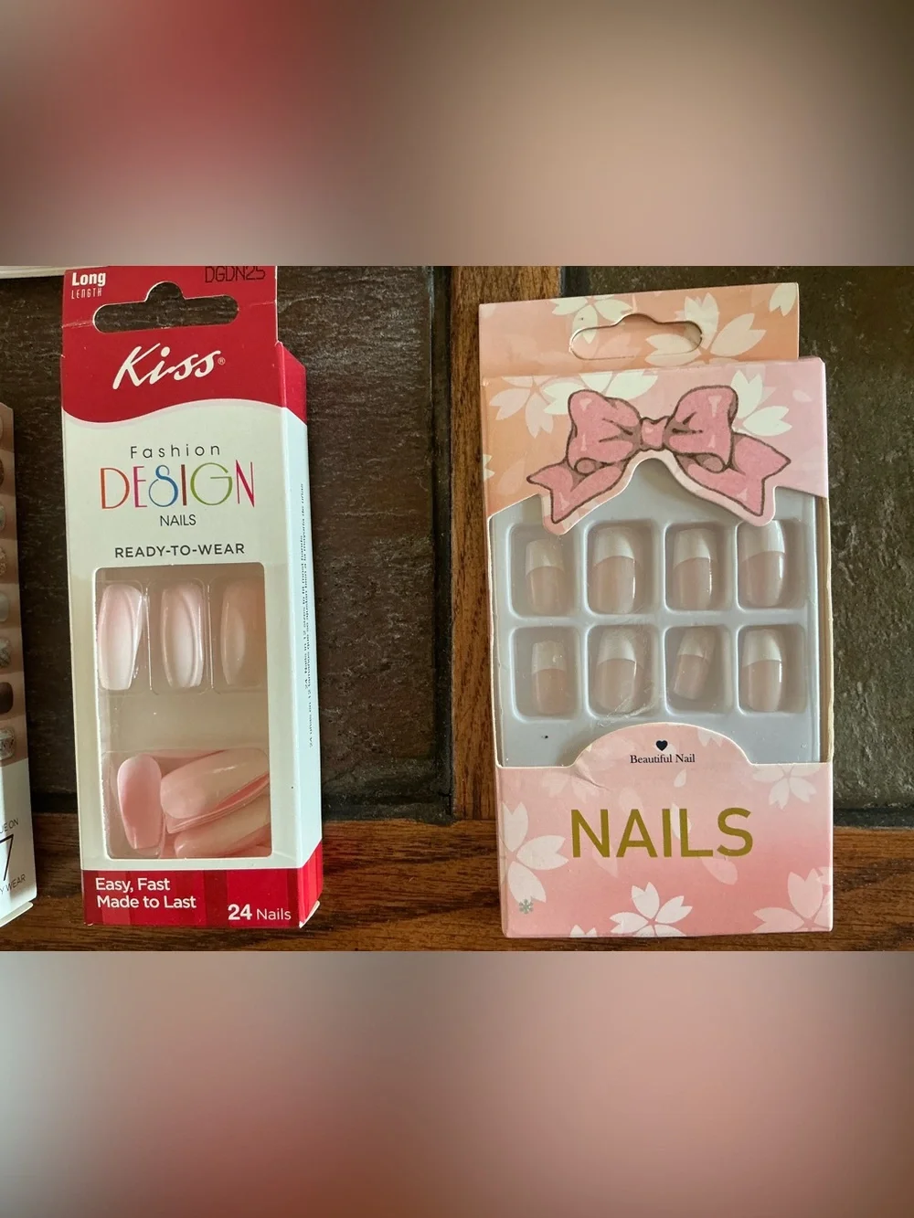 7 lot bundle of faux glue press on Nails, LONG, GEL EFFECT, Ready to Wear, multi